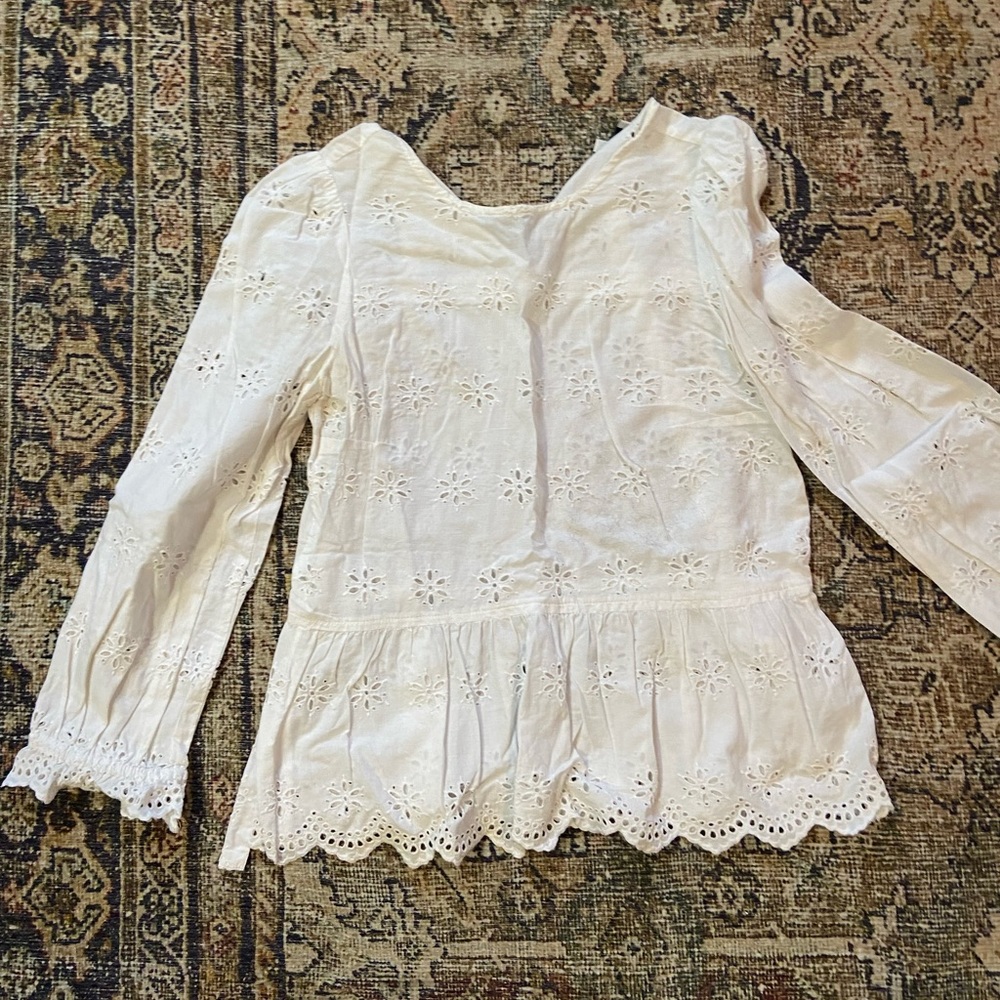 Madewell tie back eyelet peplum top